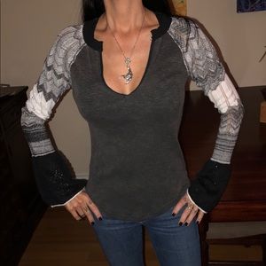 Free People top with knit bell sleeves
